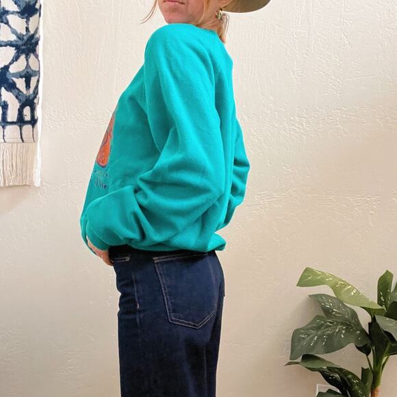 Vintage NWT 1980's Laurel Burch I Love Cats Teal Sweatshirt - Picture 8 of 9